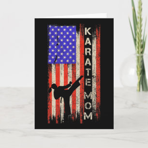 Cartão Vintage EUA Flag Karate Mãe Karateka Silh
