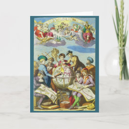 Cartão Vintage Explorers com Mapa do Globo Antigo, 1542