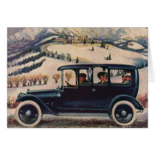 Cartão Vintage Family Vacin Antique Automobile Car