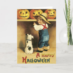 Cartão Vintage Farmer Boy Halloween Card