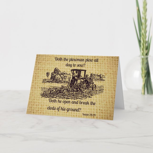 Cartão Vintage Farmer Greeting Card Bible Verse (Frente)