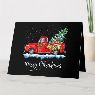 Cartão Vintage Felry Christmas Red Truck Old Fashiked Ch