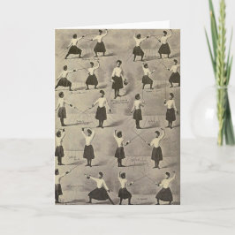Cartão Vintage Female Fencing Positions Note Card