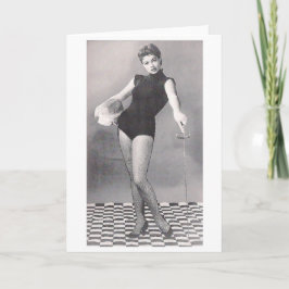 Cartão Vintage Fencer Pin-Up! Placa de Nota de Vencimento