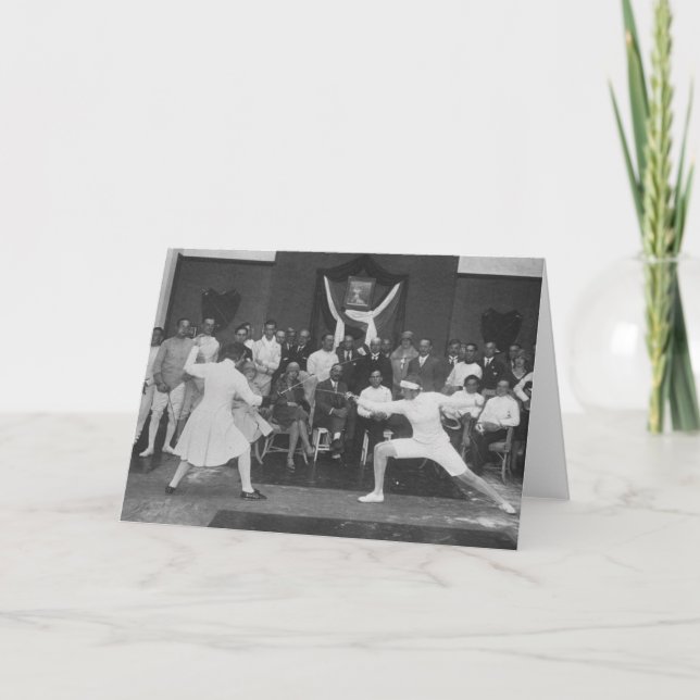 Cartão Vintage Fencing Bout Note Card (Frente)