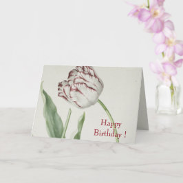Cartão Vintage Fine Art, White and Red Tulip Birday