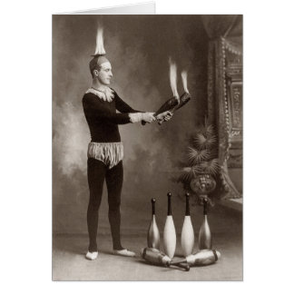 Cartão Vintage Fire Juggler