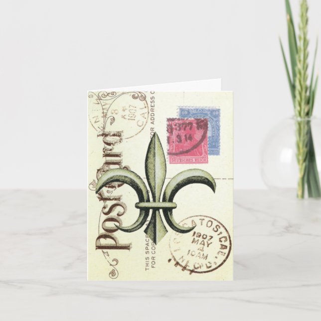 Cartão Vintage-Fleur de Lis - notecard (Frente)