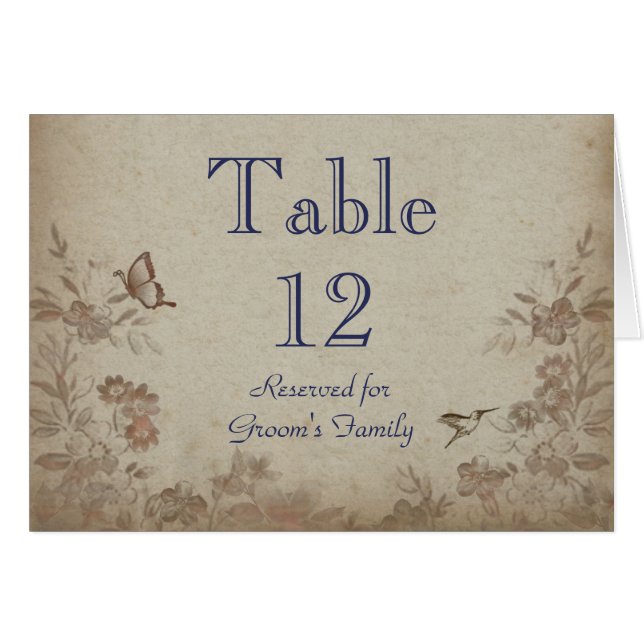 Cartão Vintage Floral Beige (Frente horizontal)