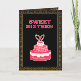 Cartão Vintage Floral Black Pink Dourado Cake Sweet Dezes