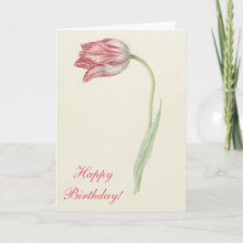 Cartão Vintage Floral Fine Art Pink Tulip - Aniversário