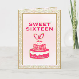 Cartão Vintage Floral Frame Sweet Dezesseis Bolo Rosa Dou