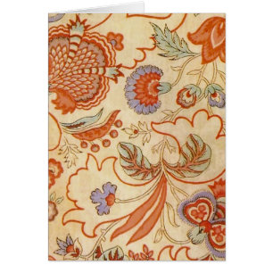Cartão Vintage Floral Francês Chintz Antiquado Terracota