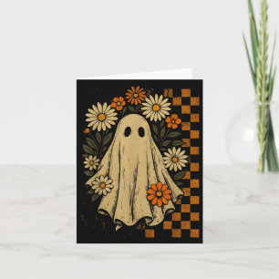 Cartão Vintage Floral Ghost Groovy Halloween Spooky Girls
