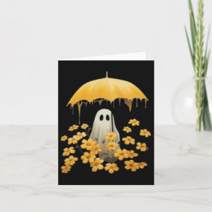 Cartão Vintage Floral Ghost Halloween Ghost Na Floresta