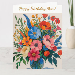 Cartão Vintage Floral Happy Birthday Card