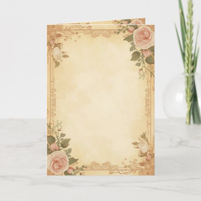 Cartão Vintage Floral Invitation Elegant Rose Design (Frente)