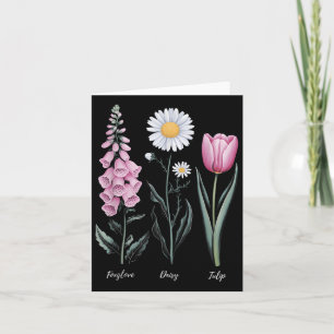 Cartão Vintage Floral Plant Foxglove Daisy Tulip Flower G
