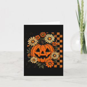 Cartão Vintage Floral Pumpkin Halloween Retro Jack O Lant