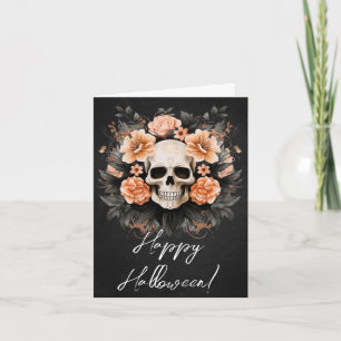 Cartão Vintage Floral Skull Halloween