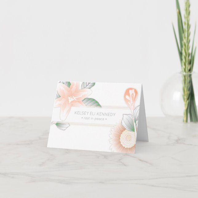Cartão vintage flores elegante funeral (Frente)