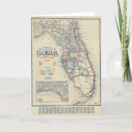 Cartão Vintage Florida Road Map