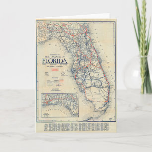 Cartão Vintage Florida Road Map