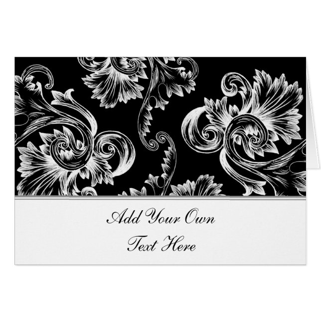 Cartão Vintage Flourish (Branco) (Frente Horizontal)