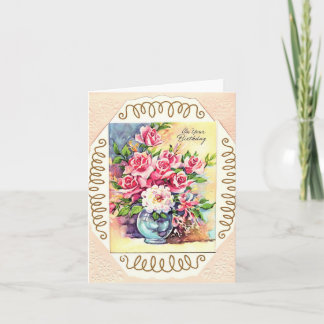 Cartão Vintage Flower Vase Birthday
