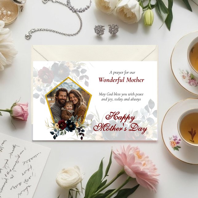 Cartão Vintage Flowers Foto de Dia das Mães (Criador carregado)