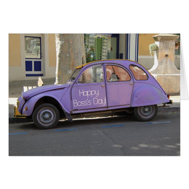 Cartão Vintage French car Boss Day (Frente Horizontal)