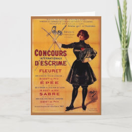 Cartão Vintage French Fencing Competition Ad Note Card