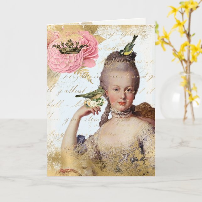 Cartão Vintage French Marie Antoinette shabby Card (Flor Amarela)