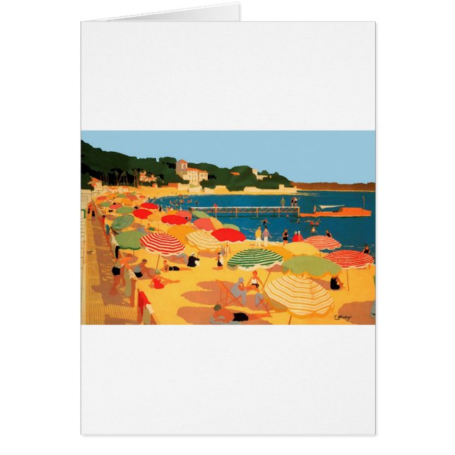 Cartão Vintage French Riviera Beach (Frente)