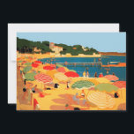 Cartão Vintage French Riviera Beach Flat<br><div class="desc">Vintage — Pintura de Anúncio de Turismo Francesa</div>
