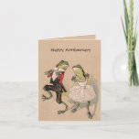 Cartão Vintage frogs in costume anniversary birthday card<br><div class="desc">The image on this card was adapted from a vintage postcard. It shows two frogs in formal attire looking wistfully at each other.</div>