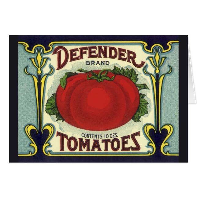 Cartão Vintage Fruta Crate Label Art, Defender Tomates (Frente Horizontal)