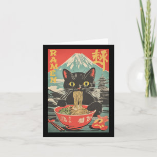 Cartão Vintage Funny Cat Ramen Anime Gato Gráfico Japonês