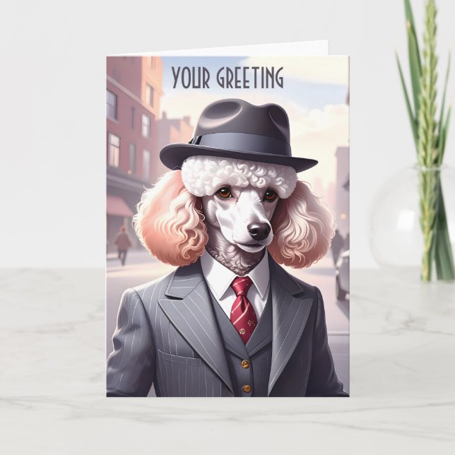 Cartão Vintage Gangster Poodle (Frente)