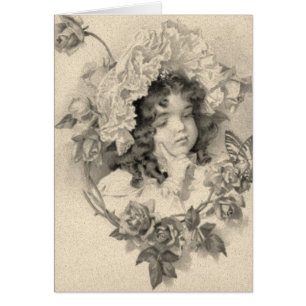 Cartão Vintage Girl