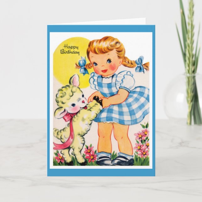 Cartão Vintage girl greeting card (Frente)