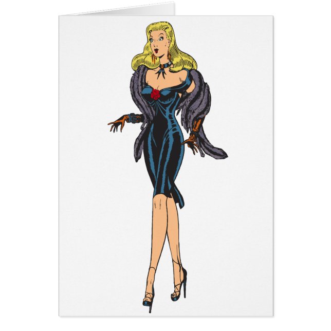 Cartão Vintage Glamor Girl Retro Blonup (Frente)