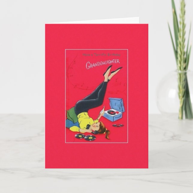 Cartão Vintage Granddaughter Birthday Greeting Card (Frente)