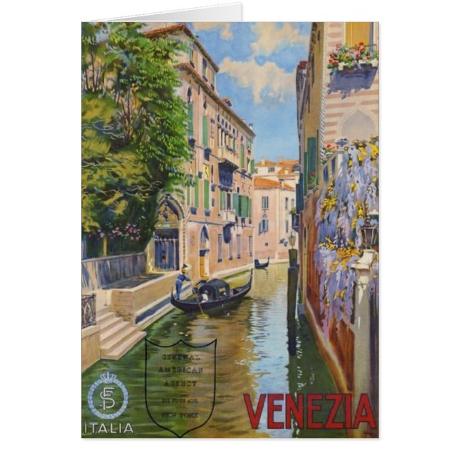 Cartão Vintage Grande Canal Gondolas Veneice Itália Viage (Frente)