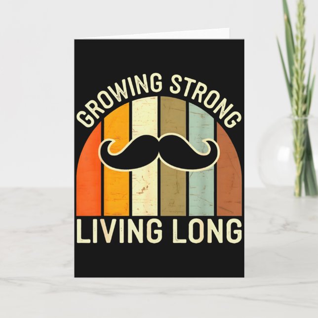 Cartão Vintage Growing Strong Living Long - Retro Moustac (Frente)