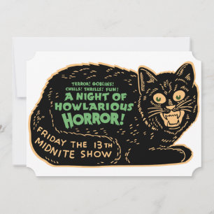Cartão Vintage Halloween Black Cat