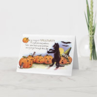 Vintage Halloween Black Cat Orchestra Card