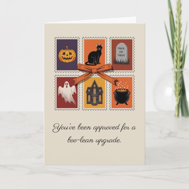 Cartão Vintage Halloween Boo Ghost Foled Card (Frente)