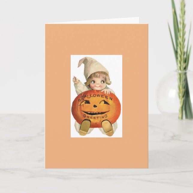 Cartão Vintage Halloween - Cutest Little Pumpkin, (Frente)