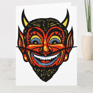 Cartão Vintage Halloween Devil Head